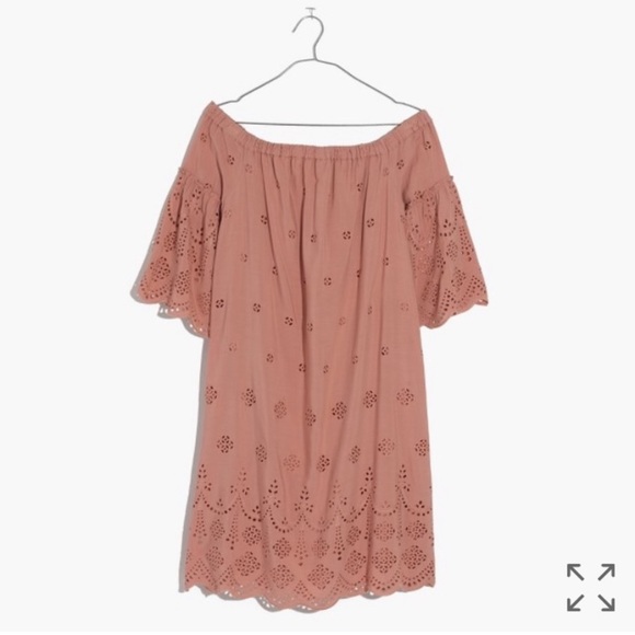 Madewell Pink Eyelet Off The Shoulder Dress Size 10 - Picture 4 of 8